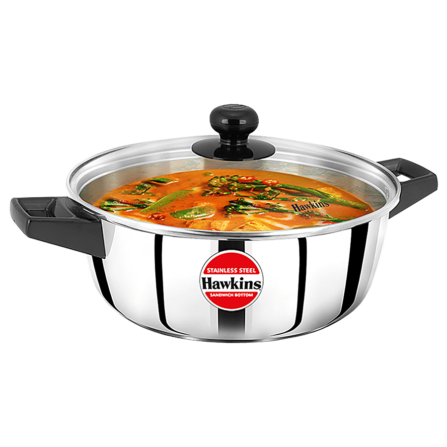 Hawkins Stainless Steel Cook N Serve Casserole - With Glass Lid