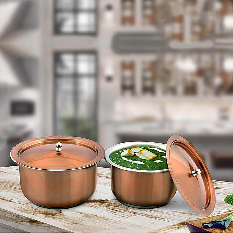 Jagdamba Copper Lacquer Touch Patila/Tope Set - With Lids