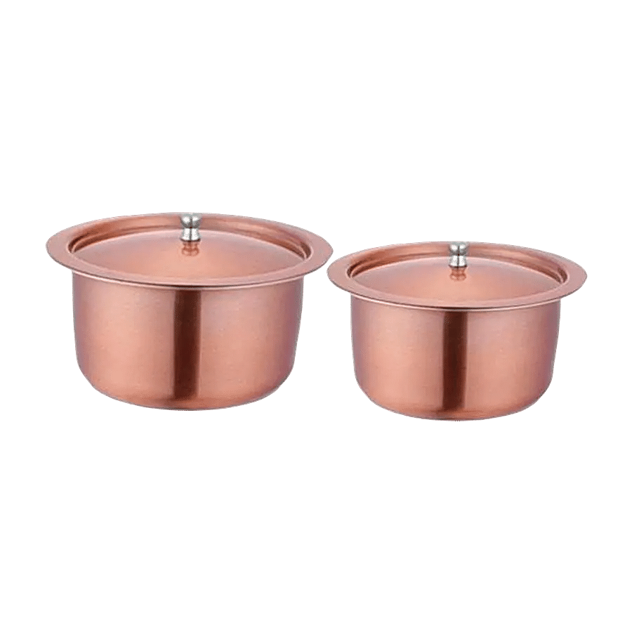 Jagdamba Copper Lacquer Touch Patila/Tope Set - With Lids