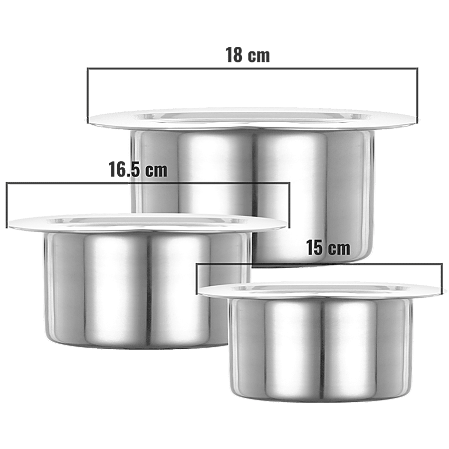 Jensons Stainless Steel Patila Set With Lids - Strong