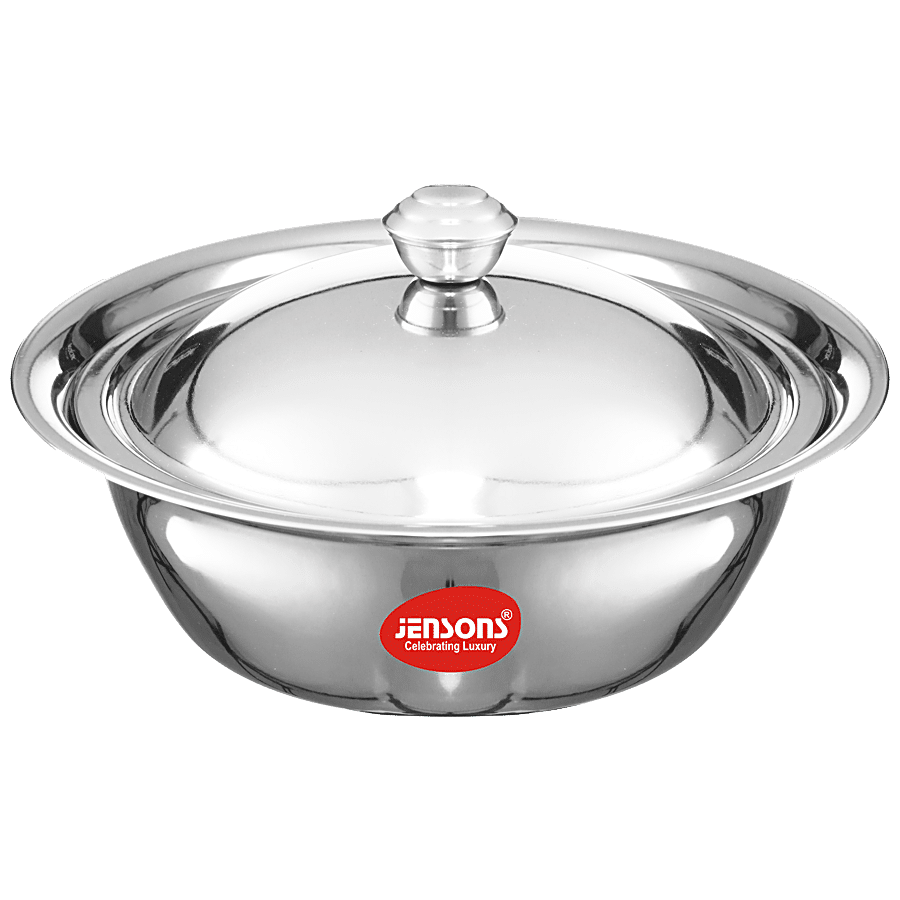 Jensons Stainless Steel Serving Bowl - With Steel Lid