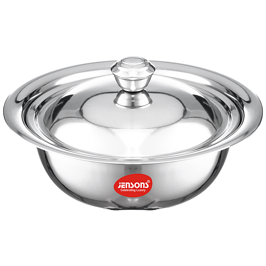 Jensons Stainless Steel Serving Bowl - With Steel Lid