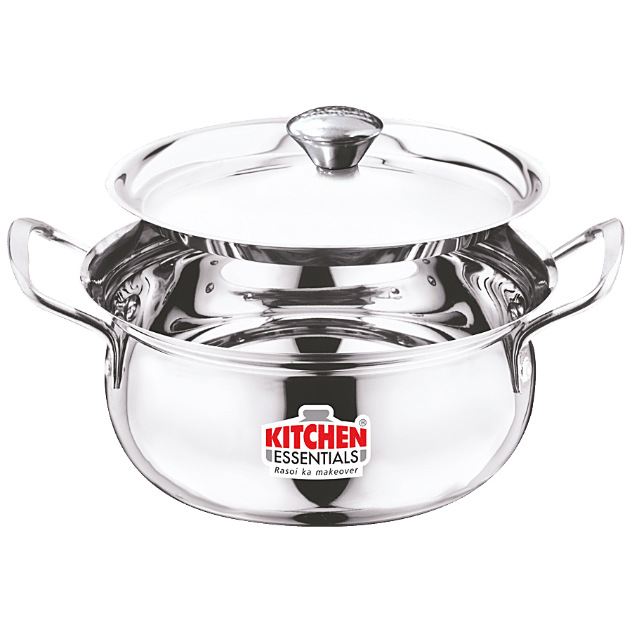 Kitchen Essentials Kitchen Essentials Spartan Stainless-Steel Cook & Serve Kadai - Induction Base With Lid