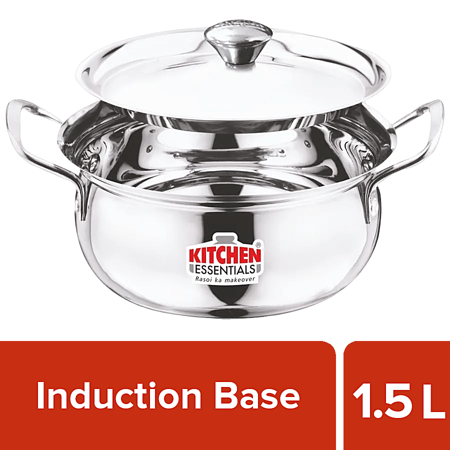 Kitchen Essentials Kitchen Essentials Spartan Stainless-Steel Cook & Serve Kadai - Induction Base With Lid