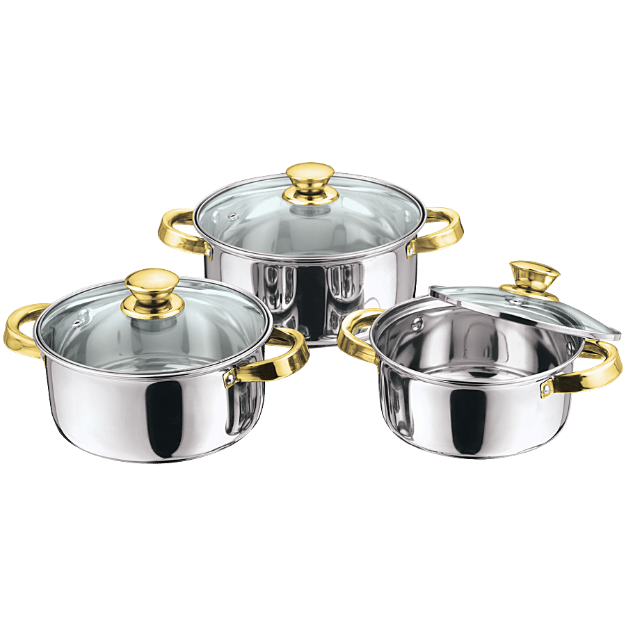 Kitchen Essentials Steel Casserole Set - With Glass Lid