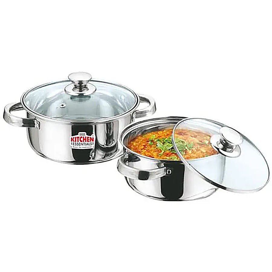 Kitchen Essentials Steel Cook & Serve Set With Glass Lid