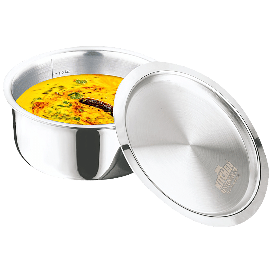 Kitchen Essentials Triply Stainless Steel Patila/Tope - With Steel Lid