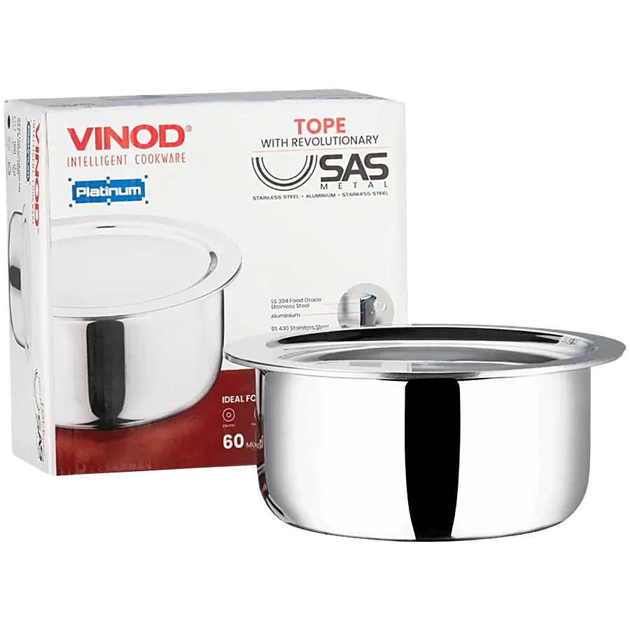 Vinod Platinum Triply Stainless Steel Patila/Tope - Induction Base