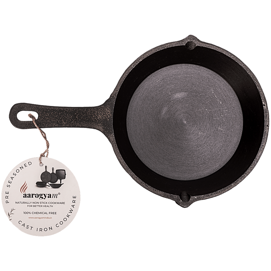 aarogyam Cast Iron Tadka Pan/Multipurpose Mini Skillet - 12 cm