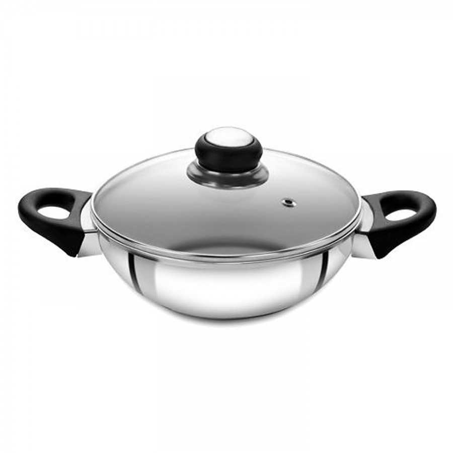 Anjali Stainless Steel Kadai - Induction Base With Glass Lid