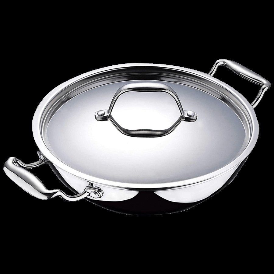 Bergner Argent Tri-Ply Stainless Steel Kadai - 3 Layer