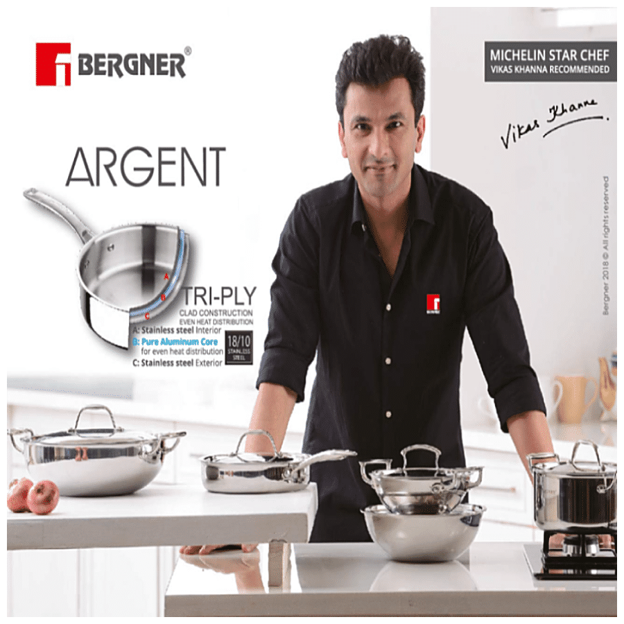 Bergner Argent Tri-Ply Stainless Steel Saucepan - Induction Base