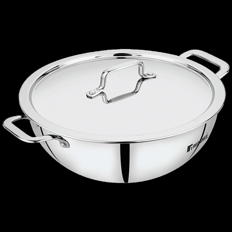 Bergner Tri-Pro Triply Stainless Steel Kadai - 3 Layer