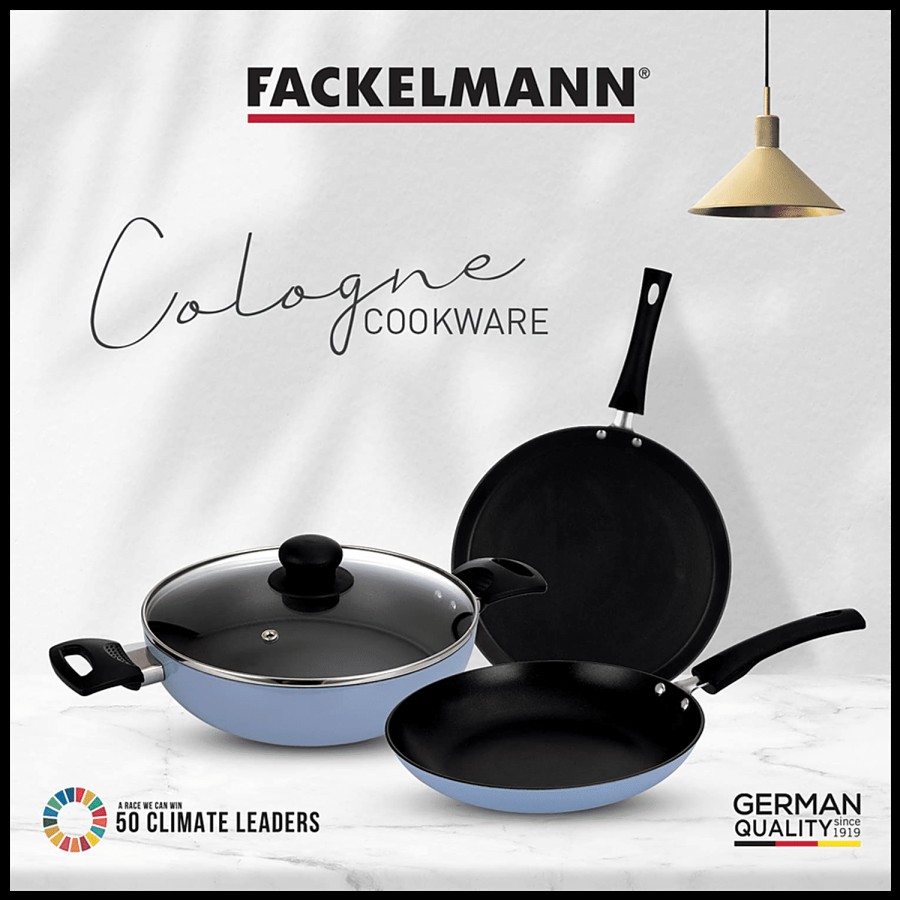 Fackelmann Cologne Range Non-Stick Aluminium Kadai With Glass Lid