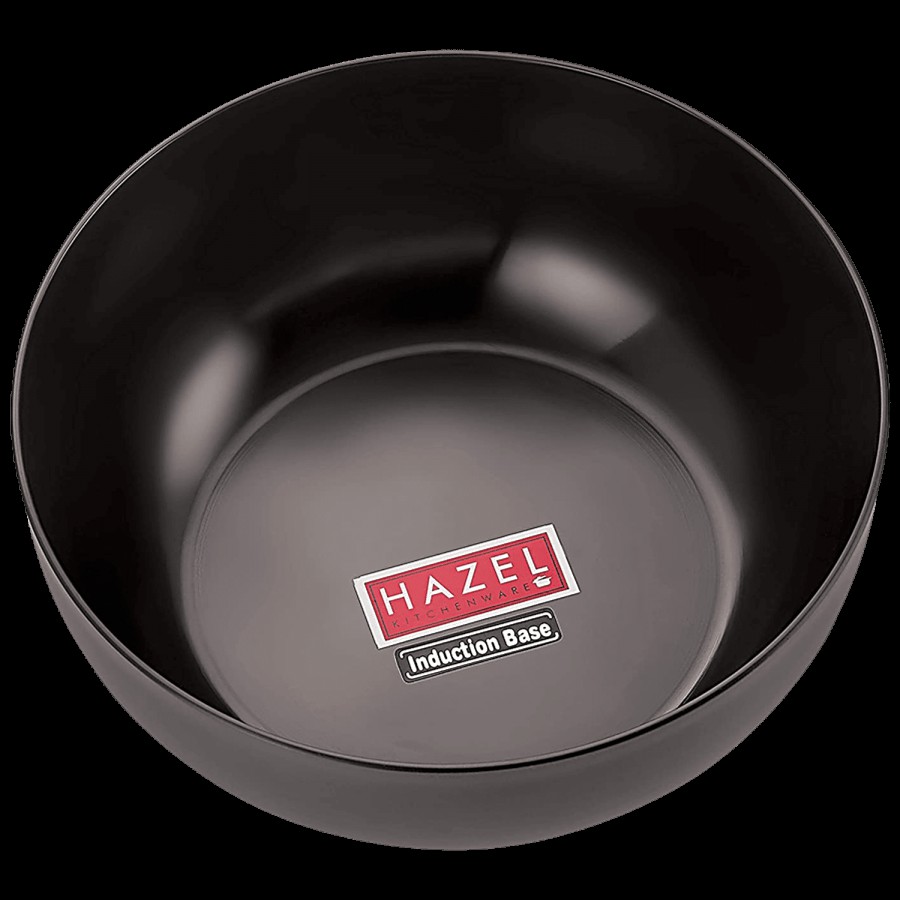 HAZEL 3 mm Hard Anodised Tasra Deep Aluminium Anodized Frying Tasla Kadai with Induction base