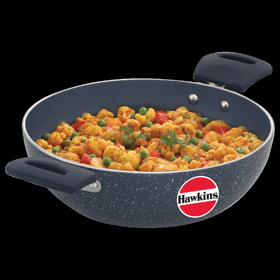 Hawkins Ceramic Nonstick Deep Kadhai - Grey