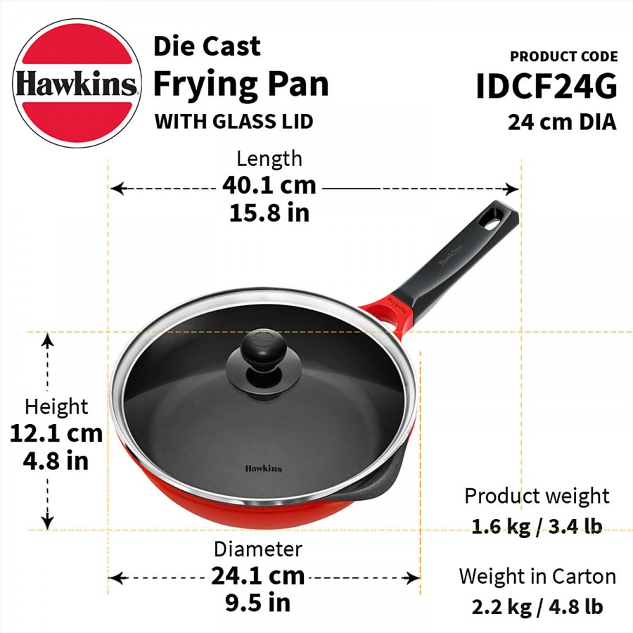 Hawkins Die Cast Frying Pan - With Glass Lid