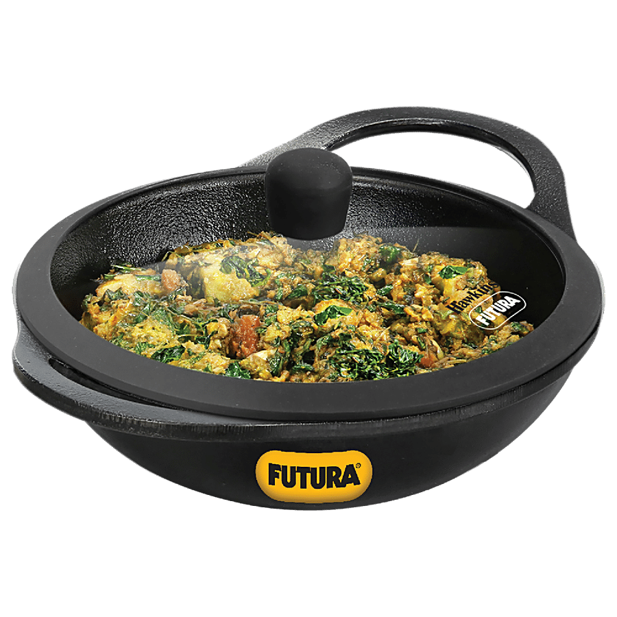 Hawkins Futura Cast Iron Kadhai - With Glass Lid