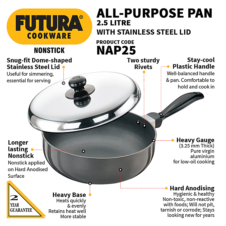 Hawkins Futura Hard Anodised Aluminium All-Purpose Pan/Frying Pan - Non Stick