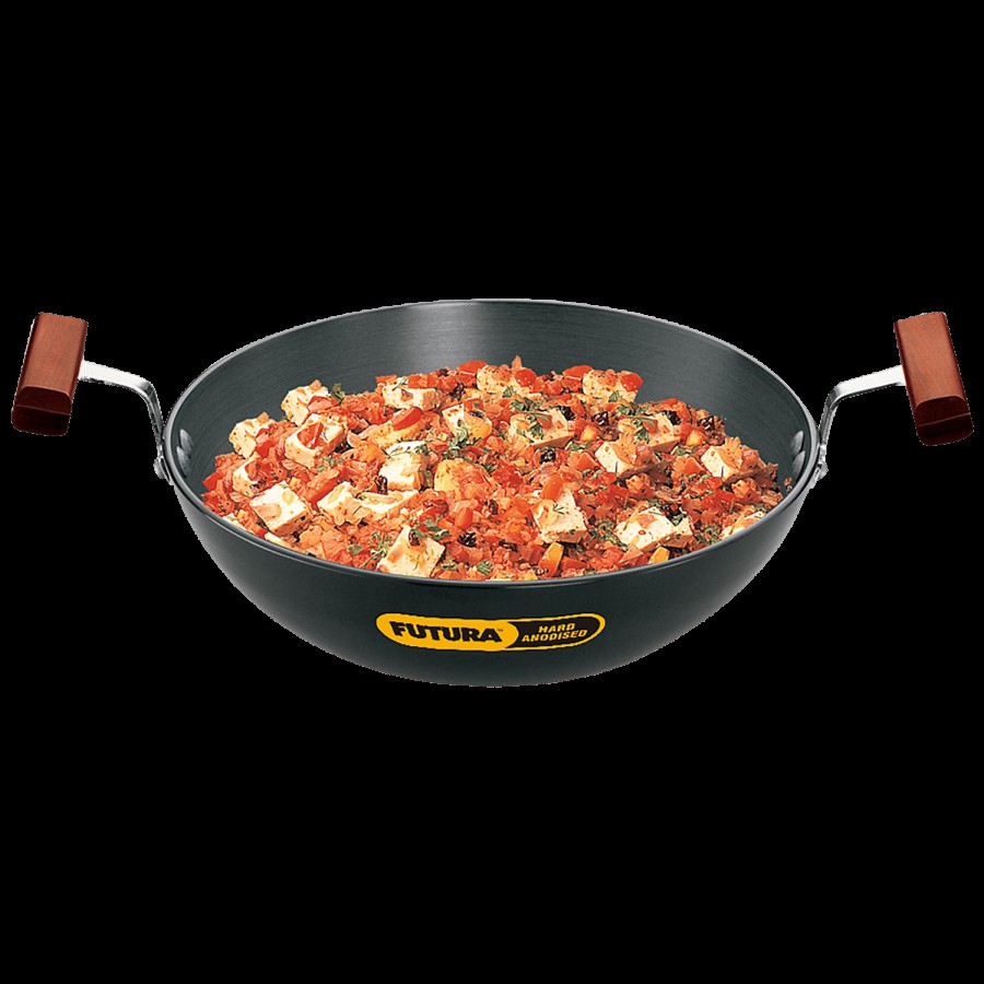 Hawkins Futura Hard Anodised Aluminium Deep Fry Pan/Kadhai - 22 cm