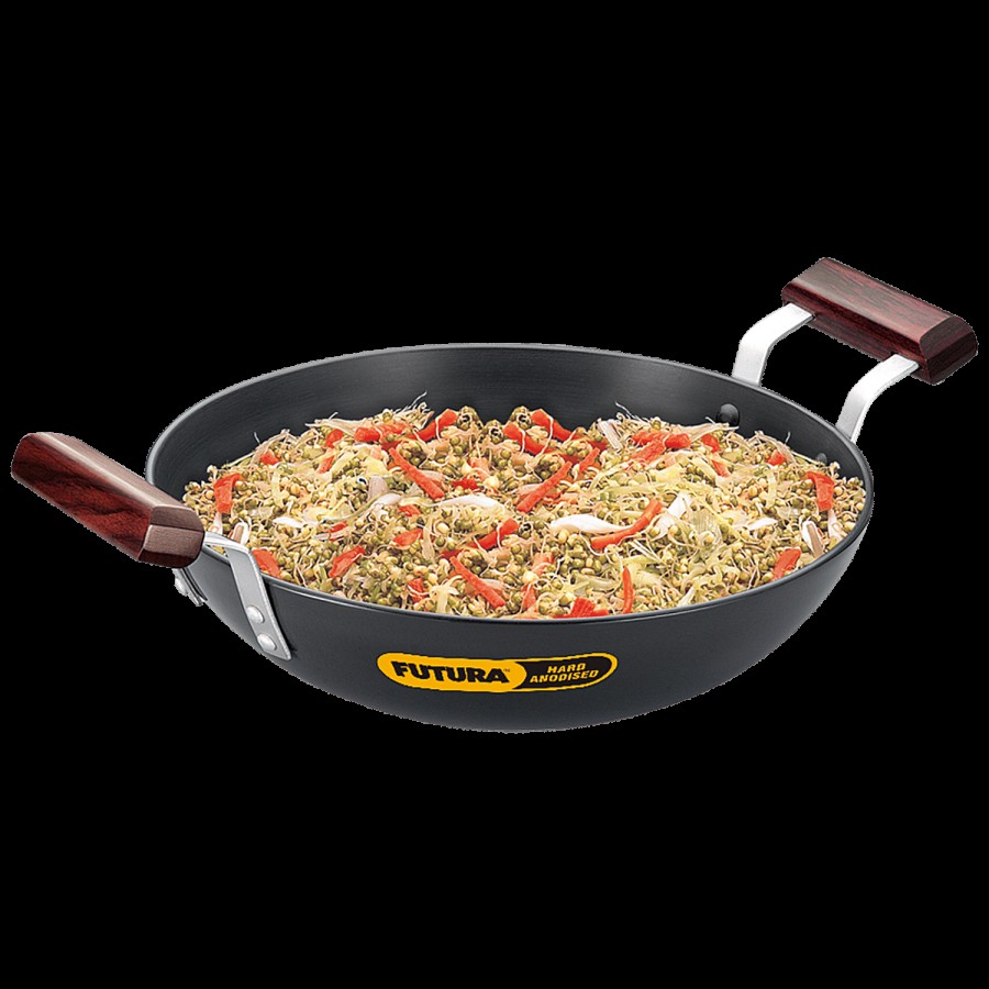 Hawkins Futura Hard Anodised Aluminium Deep Fry Pan/Kadhai - 26 cm