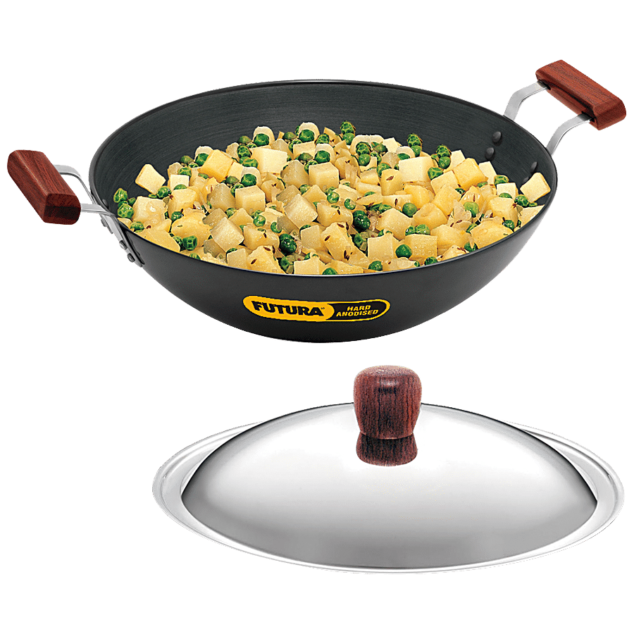 Hawkins Futura Hard Anodised Aluminium Deep-Fry Pan/Kadhai - 33 cm