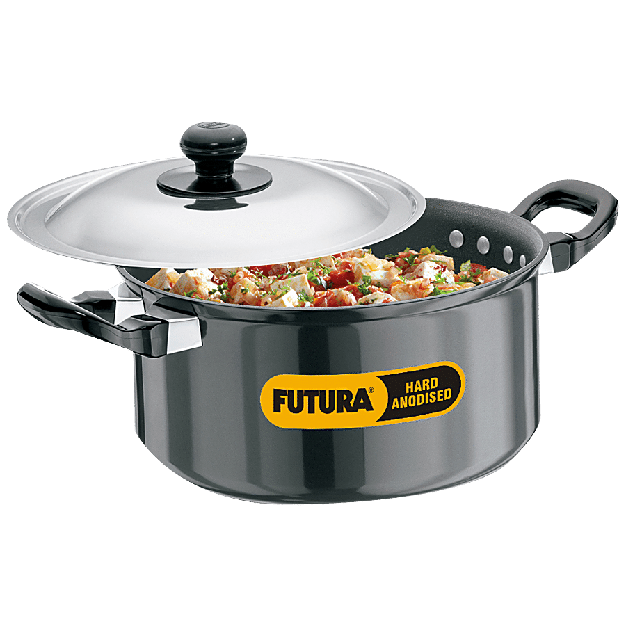 Hawkins Futura Hard Anodised Cook N Serve Stewpot/Kadhai - 18 cm