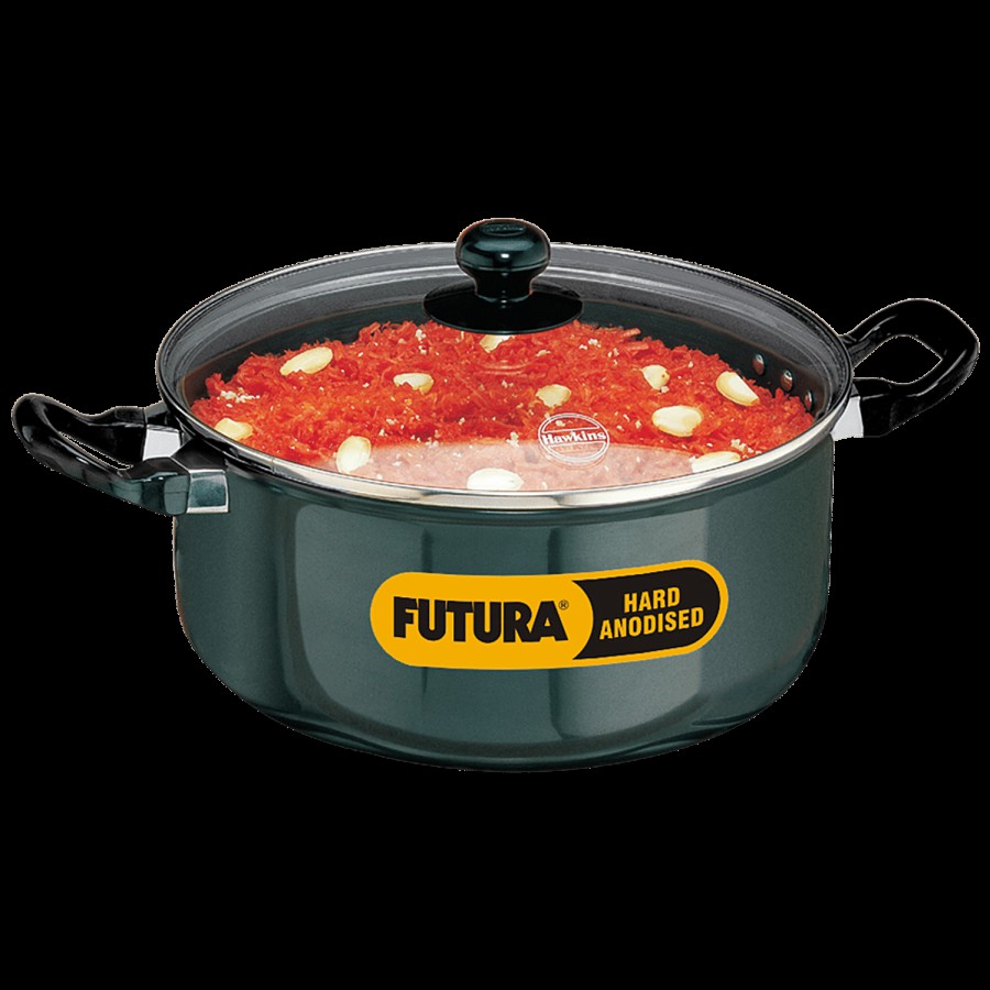 Hawkins Futura Hard Anodised Cook N Serve Stewpot/Kadhai - 24 cm