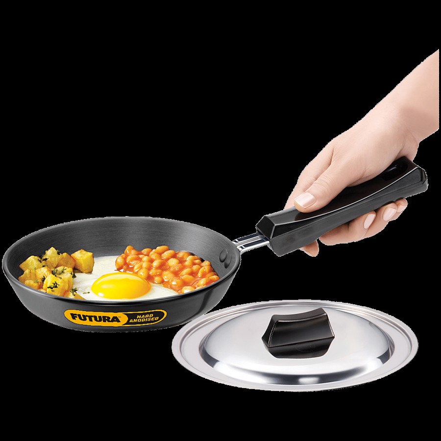 Hawkins Futura Hard Anodised Frying Pan With Steel Lid - Diameter 17 cm