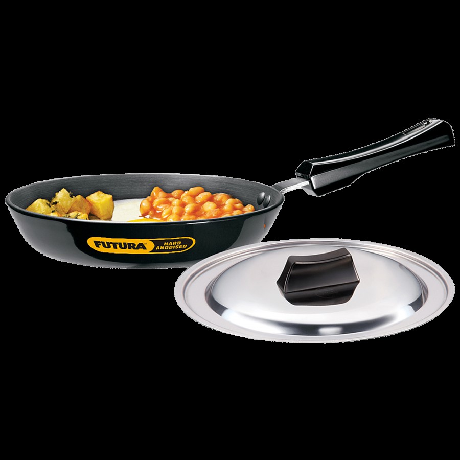 Hawkins Futura Hard Anodised Frying Pan With Steel Lid - Diameter 22 cm