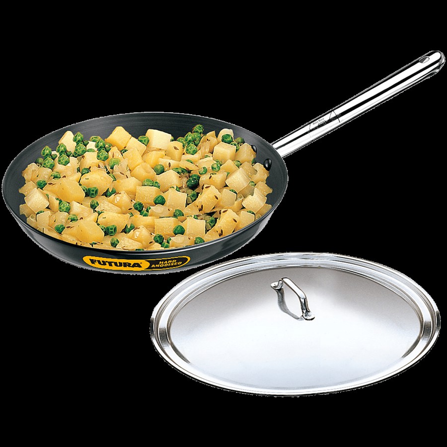 Hawkins Futura Hard Anodised Frying Pan With Steel Lid - Diameter 29 cm