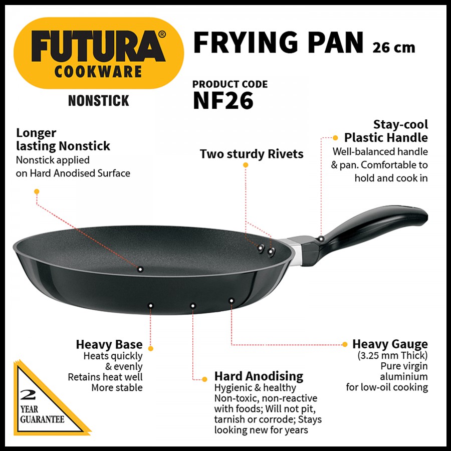 Hawkins Futura Non-Stick Aluminium Frying Pan - 26 cm