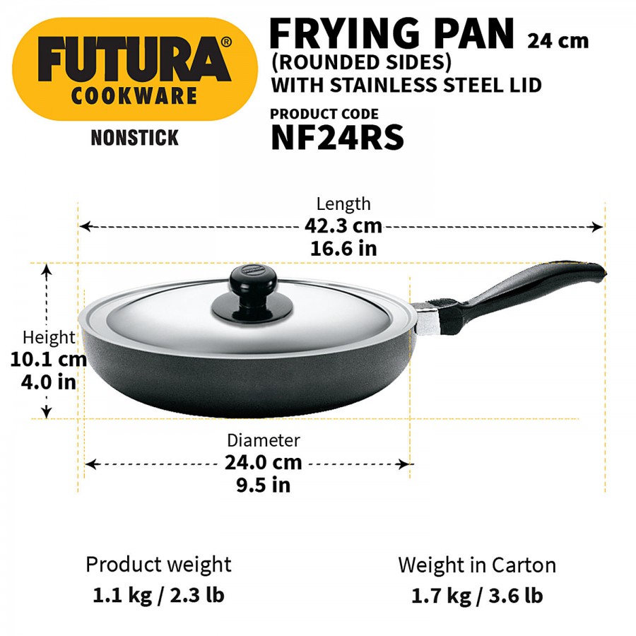 Hawkins Futura Non-Stick Aluminium Frying Pan- Rounded Sides