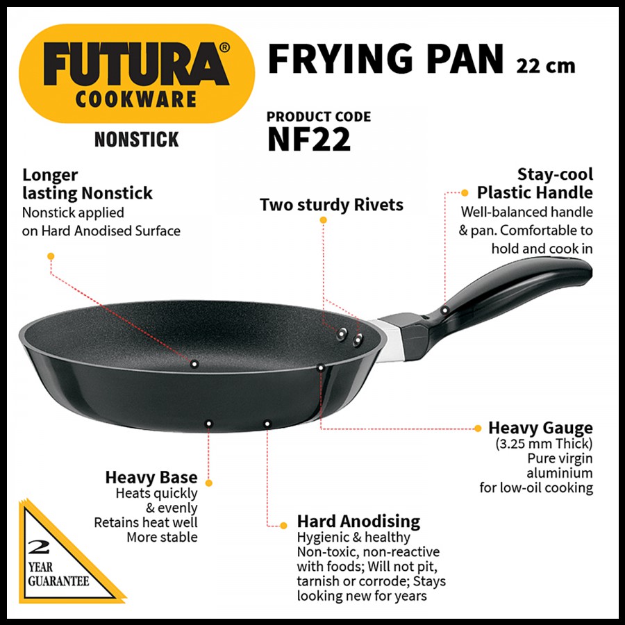 Hawkins Futura Non-Stick Aluminium Frying Pan - With Steel Lid