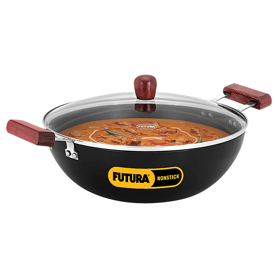 Hawkins Futura Non-Stick Deep Kadhai - With Glass Lid