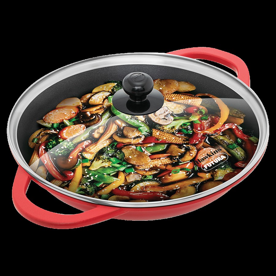 Hawkins Shallow Kadhai Pressure Die Cast - With Glass Lid