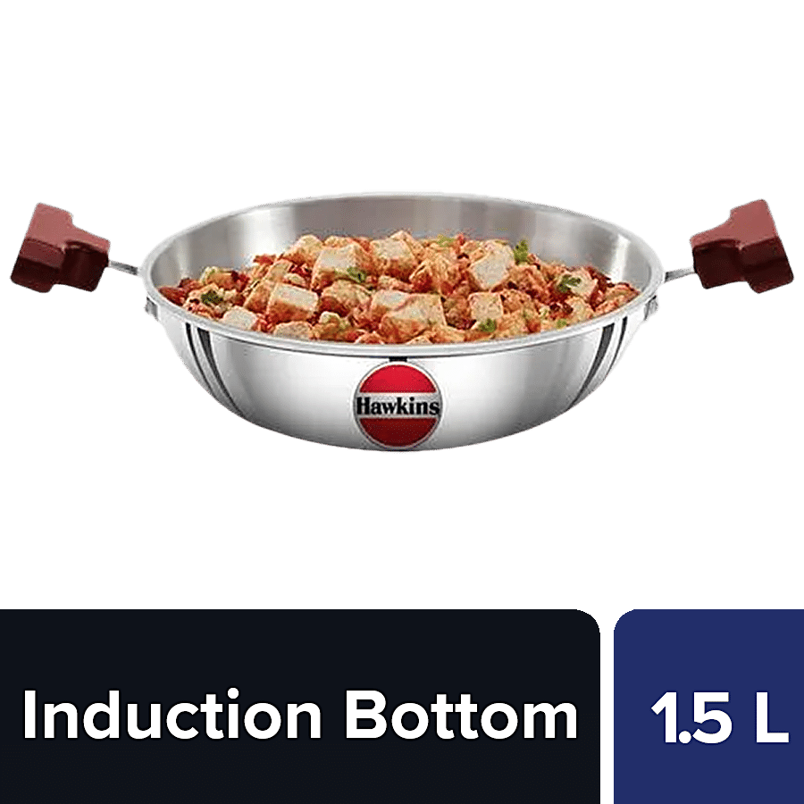 Hawkins Tri-Ply Stainless Steel Deep Fry Pan/Kadai - 3 Layer