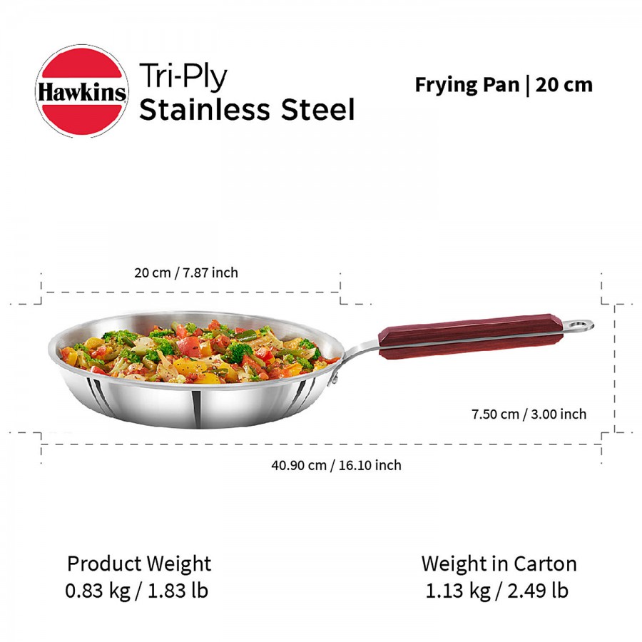 Hawkins Tri-Ply Stainless Steel Frying Pan - 3 Layer