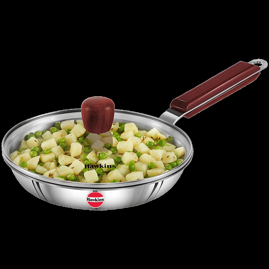 Hawkins Tri-Ply Stainless Steel Frying Pan - With Glass Lid