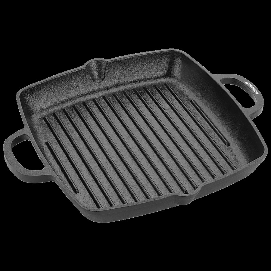 Home Puff Pre-Seasoned Non-Stick Cast Iron Grill Pan With Handle