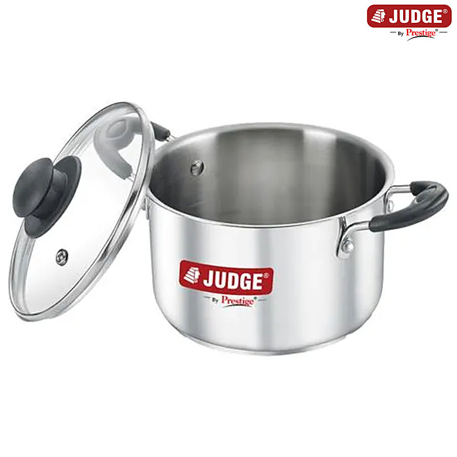 Judge by Prestige Classic Stainless-Steel Casserole 20 Cm With Glass Lid - Silver