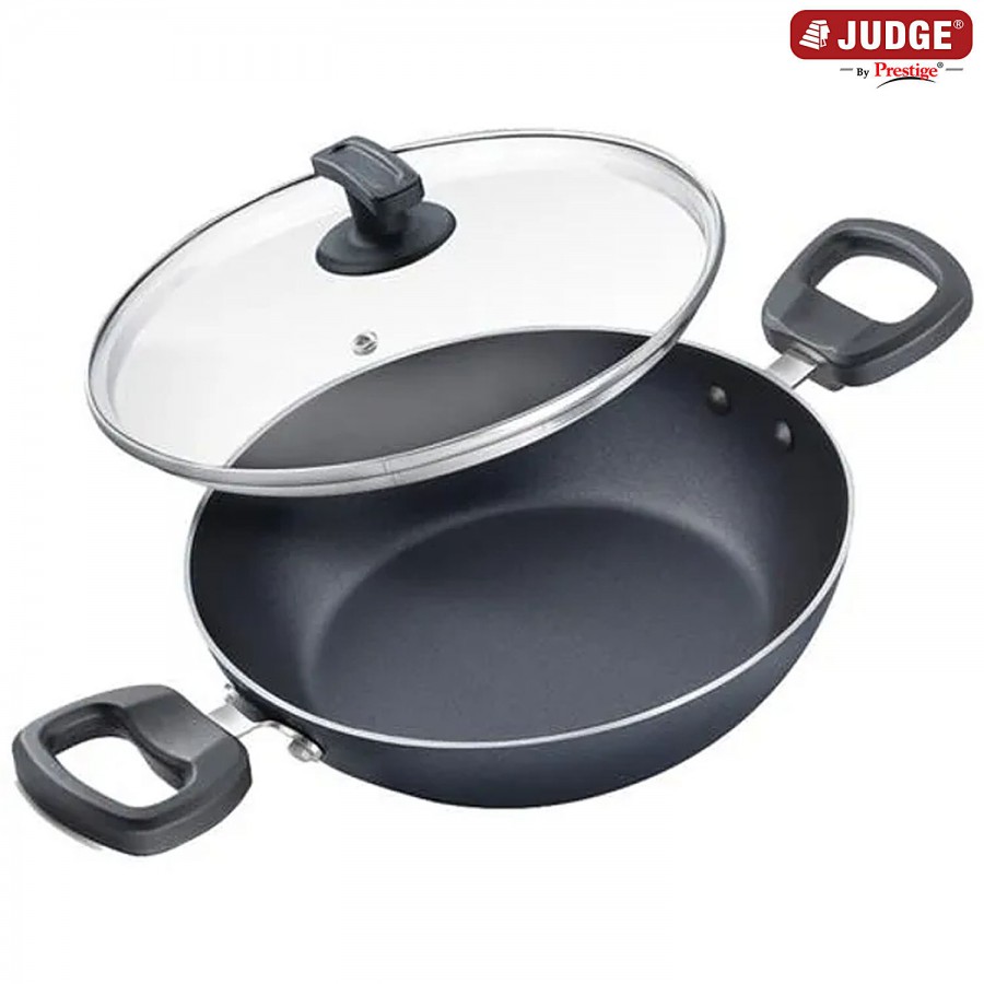 Judge by Prestige Everyday Aluminium Non-Stick Cookware Kadai 24 cm With Glass Lid - Black