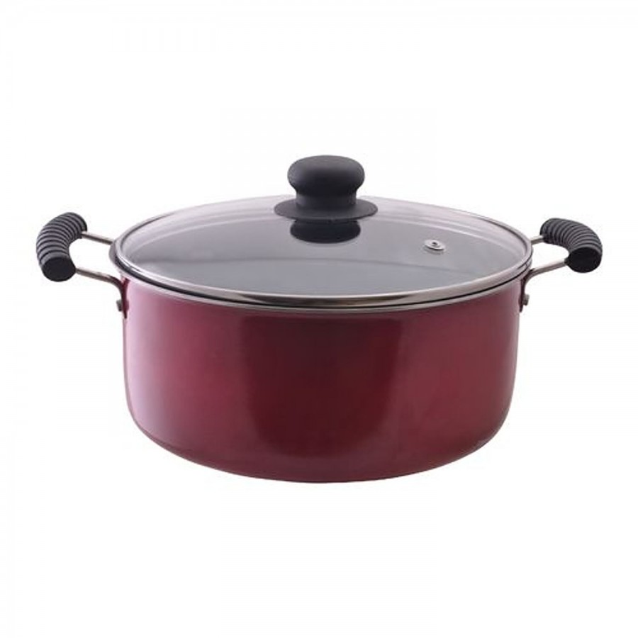 Le Kaviraj Non-Stick Aluminium Biryani Pot/Handi/Kadai/Stew Pot - With Glass Lid