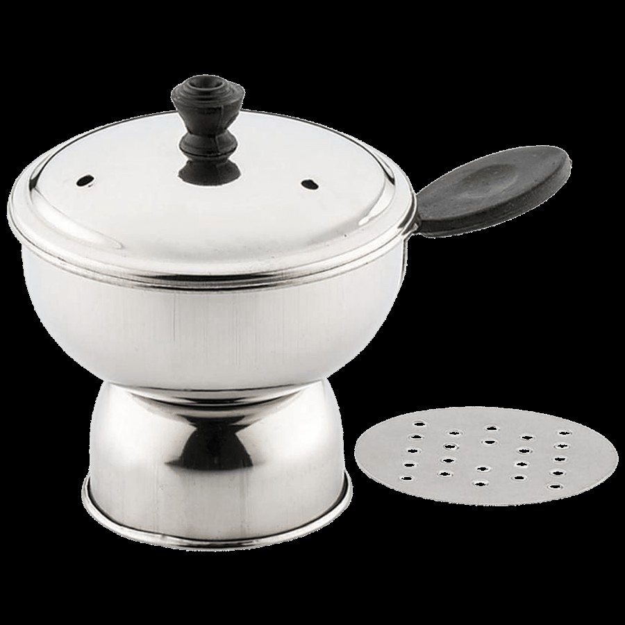 Le Kaviraj Stainless Steel Chiratta Puttu Maker - With Lid