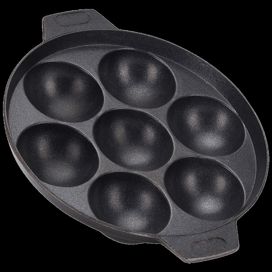 Navrang Die Cast Non-Stick Aluminium Appam Patra/Paniyarakkal/Paddu Maker - Scratch Resistant