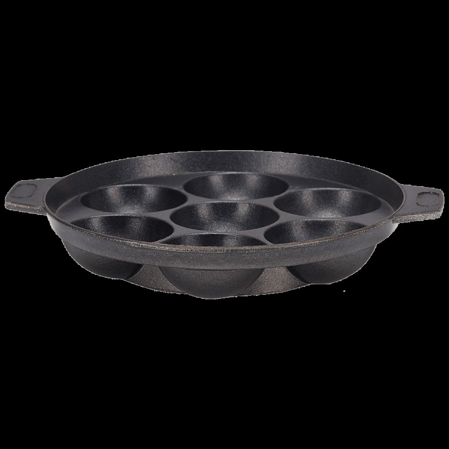 Navrang Die Cast Non-Stick Aluminium Appam Patra/Paniyarakkal/Paddu Maker - Scratch Resistant