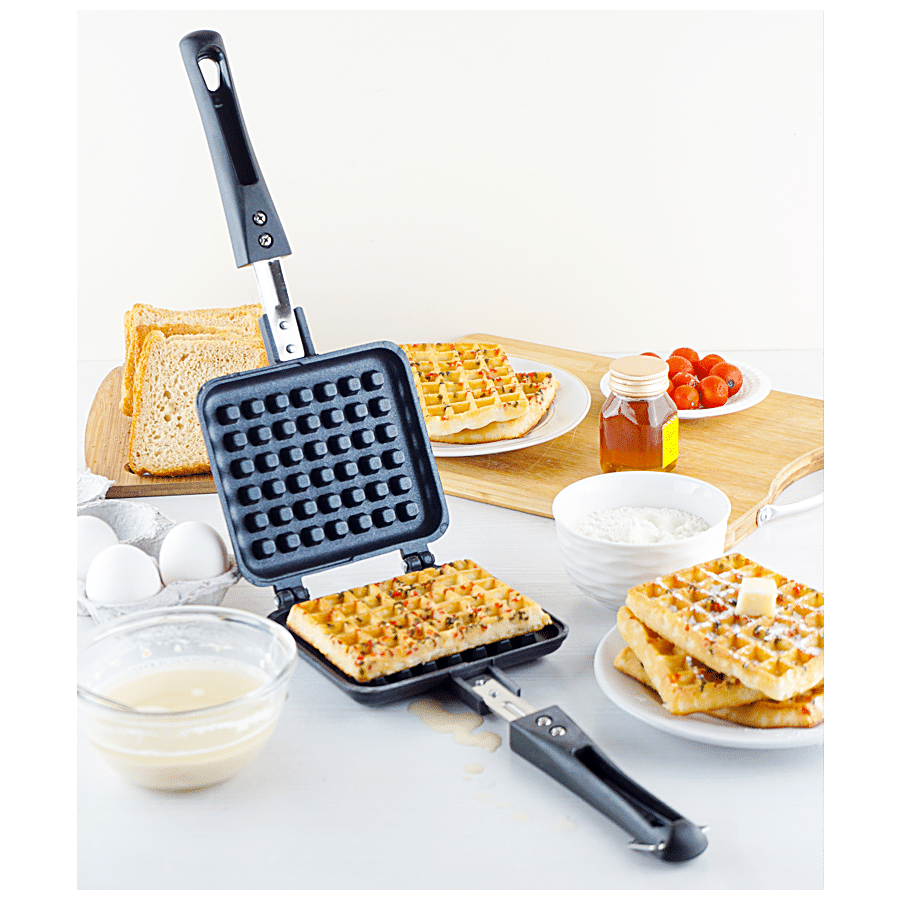 Omega Non-Stick Aluminium Waffle Maker/Square French Egg Pancake Mould - 14.5 cm