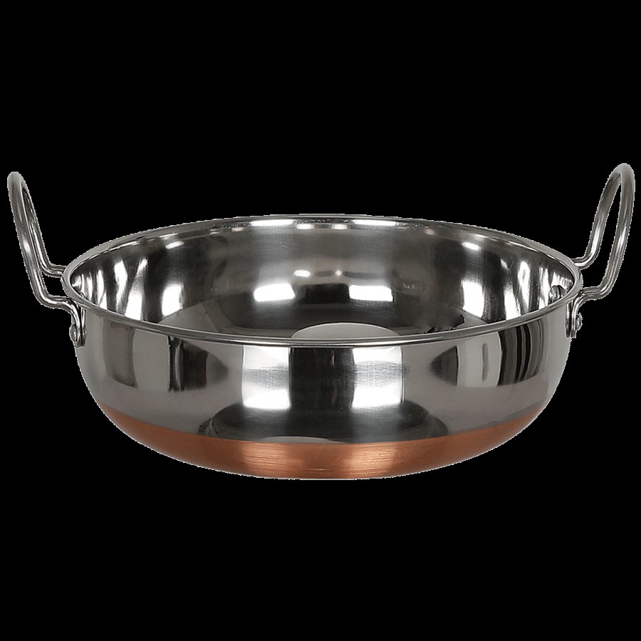 Omega Stainless Steel Kadai With Copper Bottom No.11