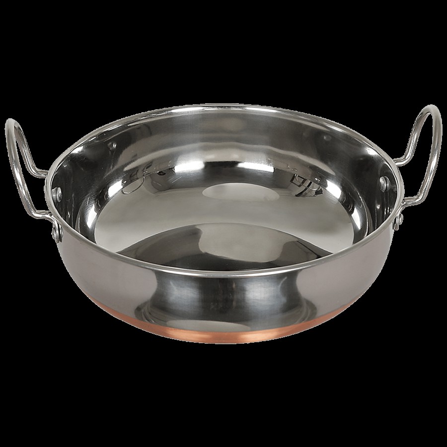 Omega Stainless Steel Kadai With Copper Bottom No.11