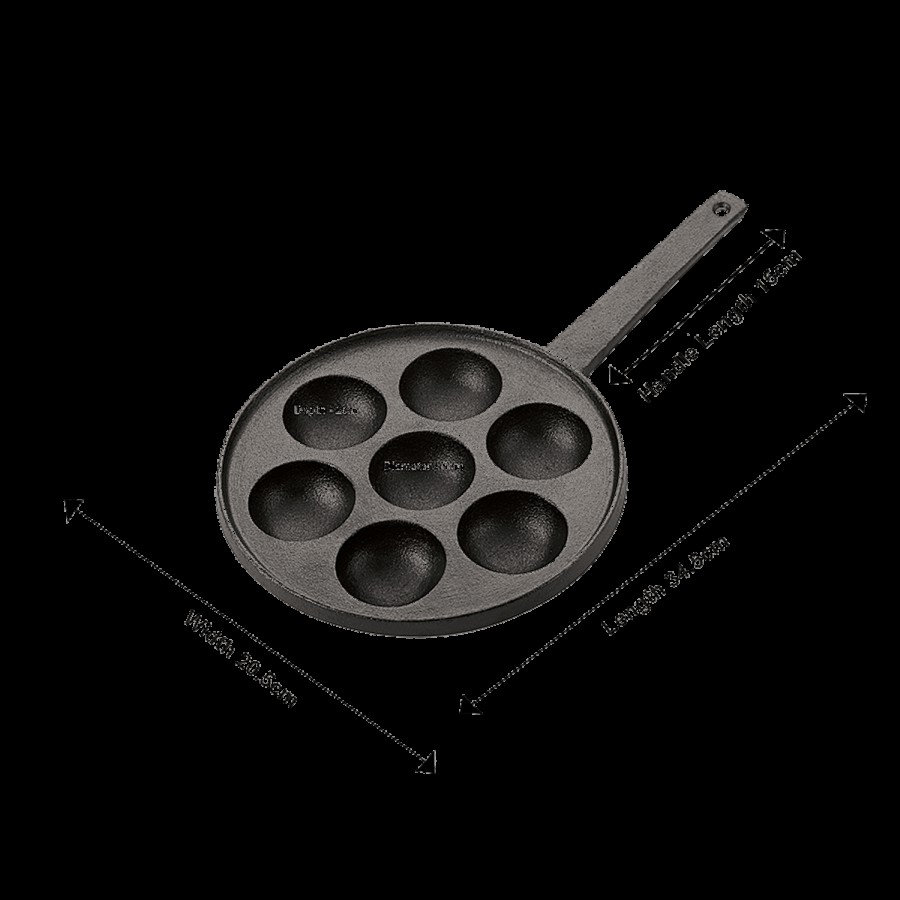 Petals Pre-Seasoned Cast Iron Appam Patra/Paniyarakkal/Paddu Maker - Induction Bottom